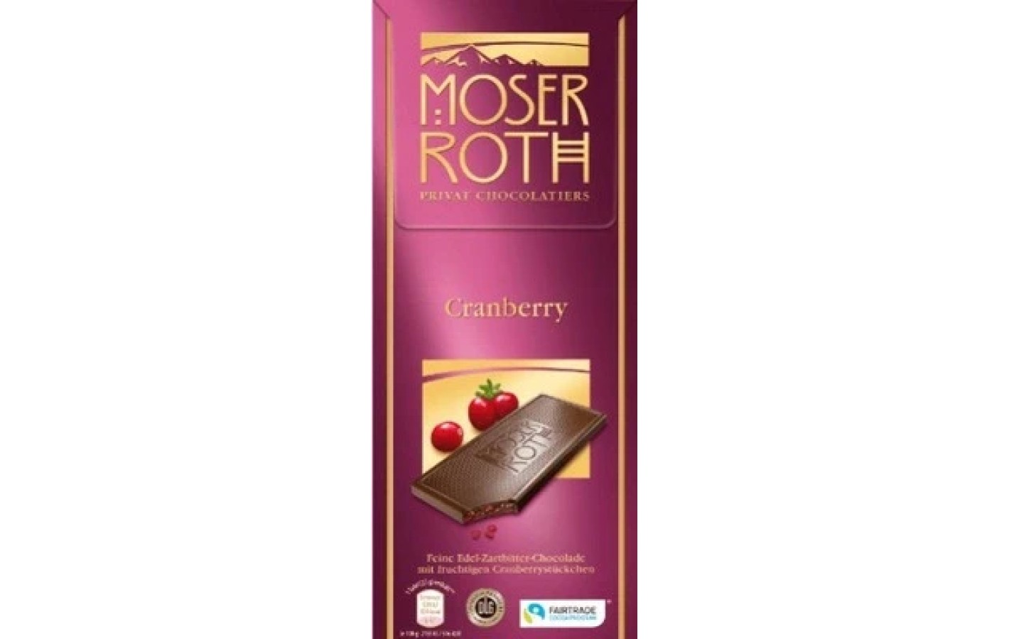 Шоколад черный с клюквой Moser Roth Cranberry 125г Германия