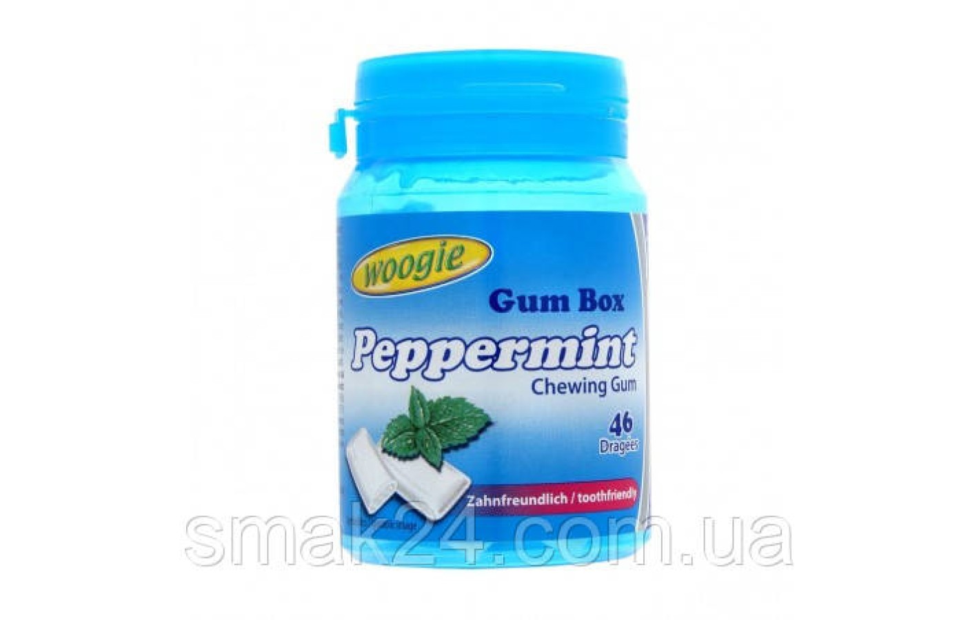 Жевательная резинка с перечной мятой БЕЗ САХАРА 46 штук Peppermint Gum Box Woogie 64.4 г Австрия