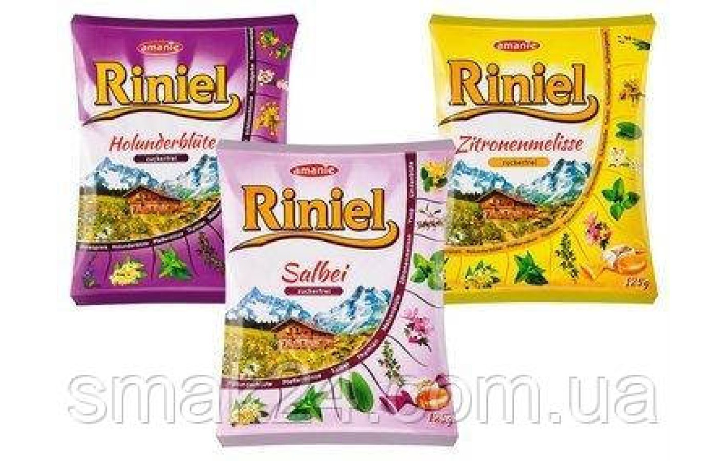Леденцы (конфеты) БЕЗ САХАРА Riniel Kräuterli Salbei с шалфеем 125г Германия