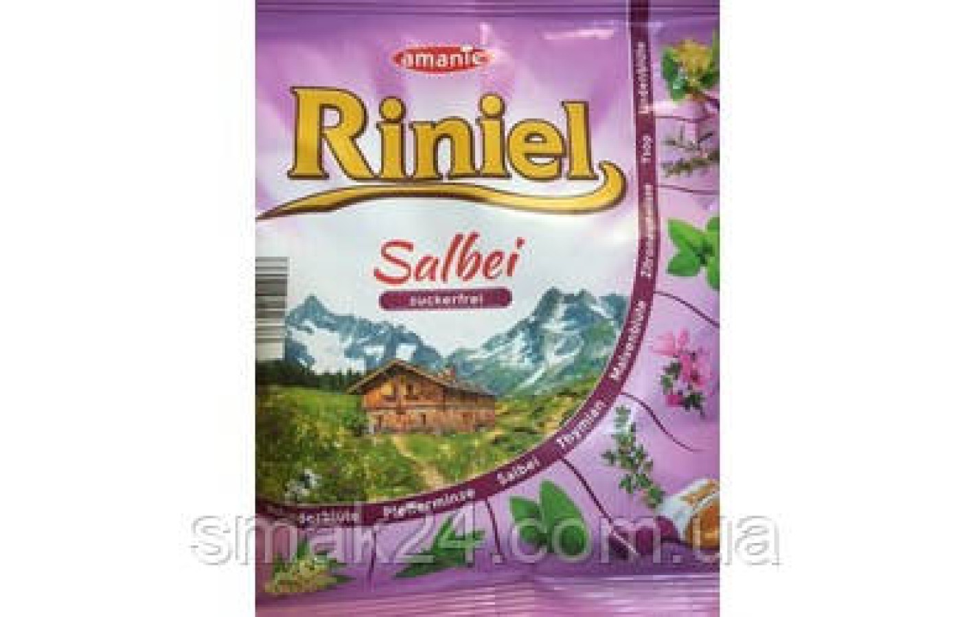 Леденцы (конфеты) БЕЗ САХАРА Riniel Kräuterli Salbei с шалфеем 125г Германия