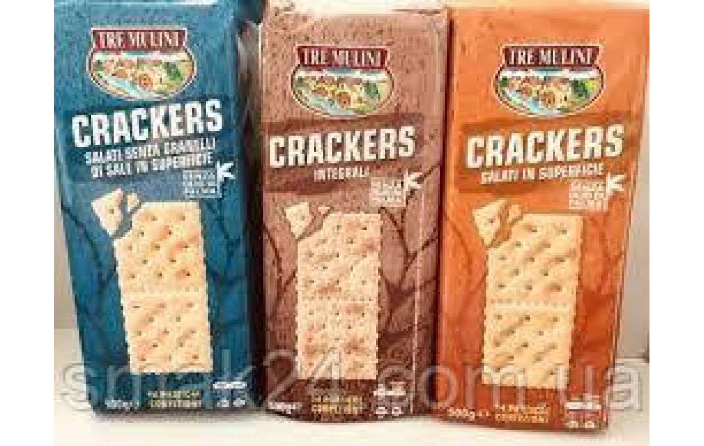 Крекеры салатные соленые без пальмового масла Tre Mulini Crackers salati in superficie 500g Италия