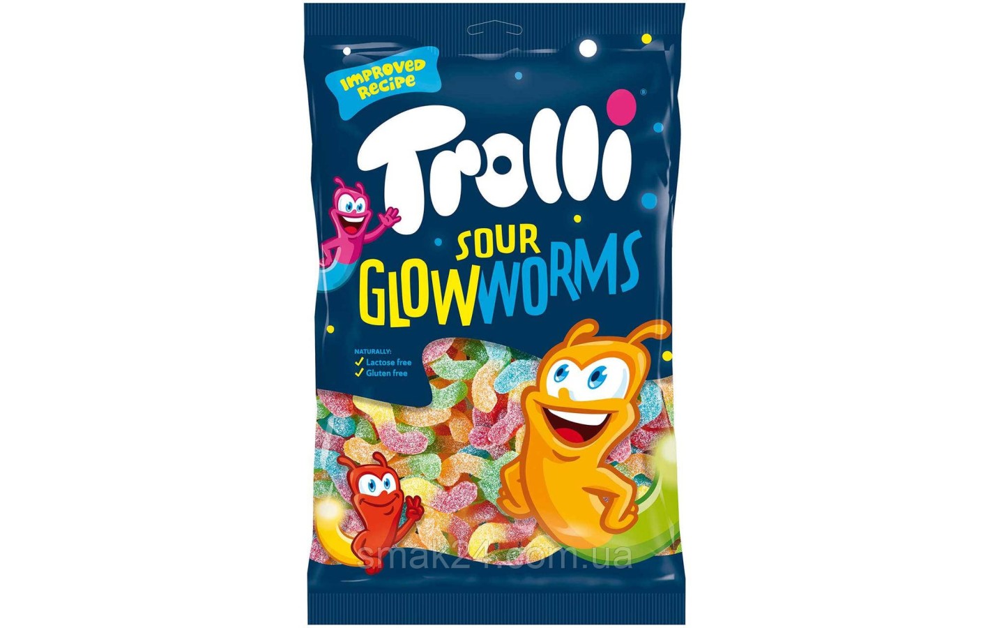 Желейные конфеты Без лактозы, Без глютена Кислые Светлячки Trolli Saure Gluhwurmchen  Германия 200г