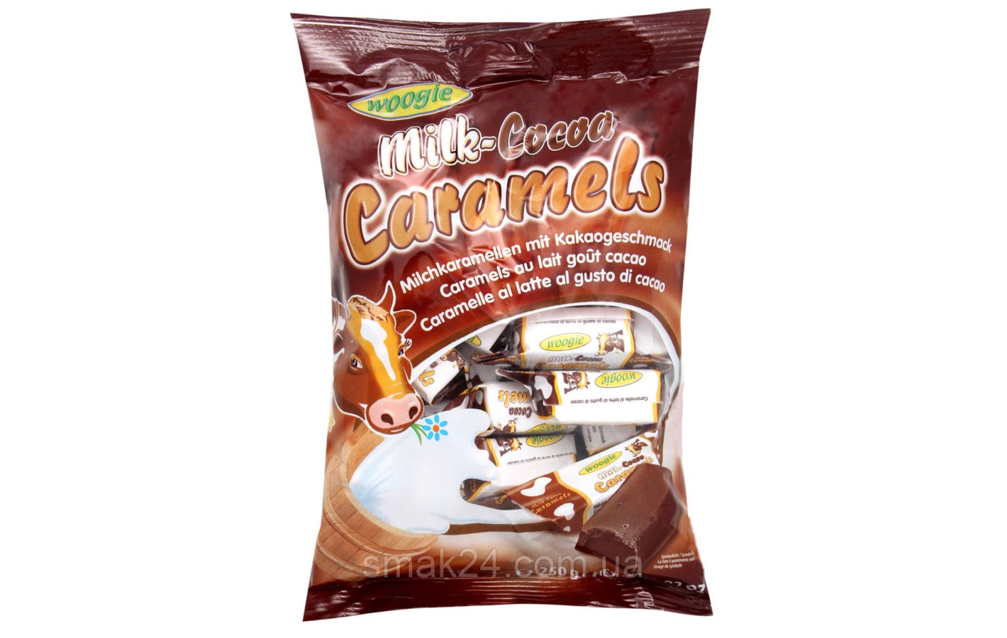 Конфеты Milk Karamels Cocoa Caramels (молочная карамель Коровка) Woogie Австрия 250г