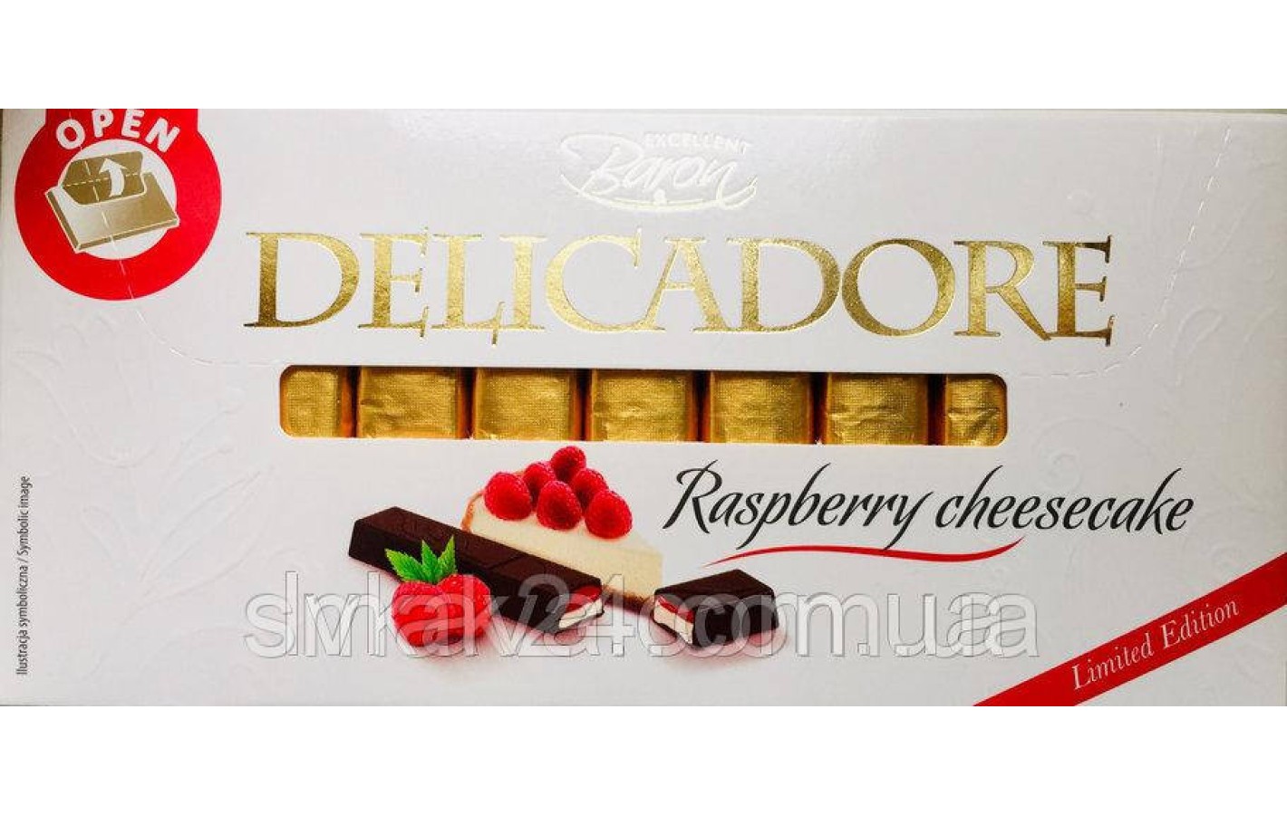 Шоколад молочний DELIKADOR Raspberry cheesecake малиновий чизкейк Baron Польща 200 г