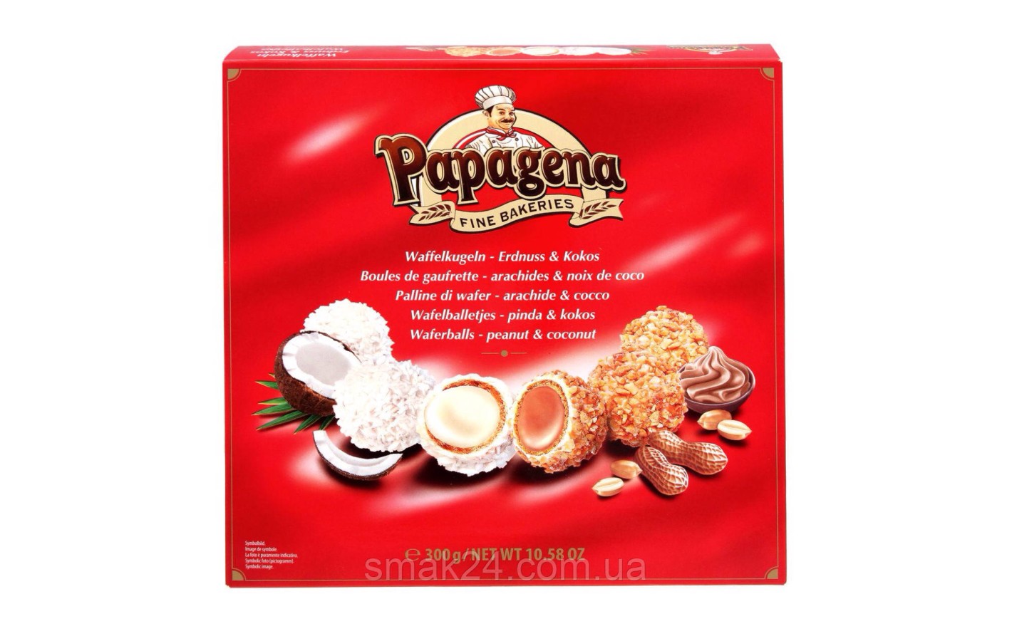 Конфеты  Papagena (Папагена вафельные шарики с кокосом и арахисом) Австрия 300 г