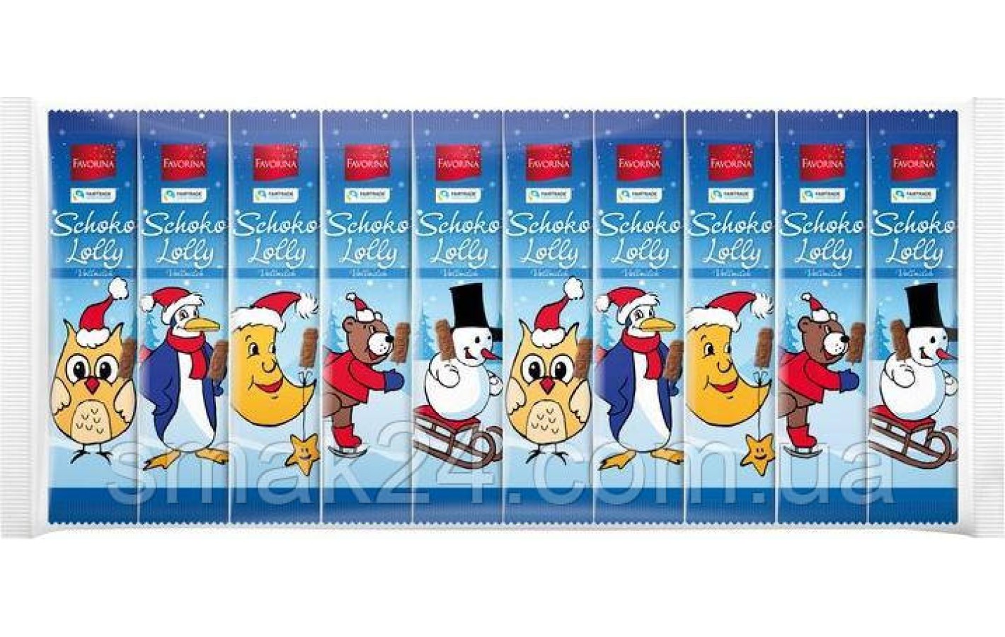 Шоколадный Снеговик на палочке Schoko Lolli Favorina Германия (10штх15г) 150г