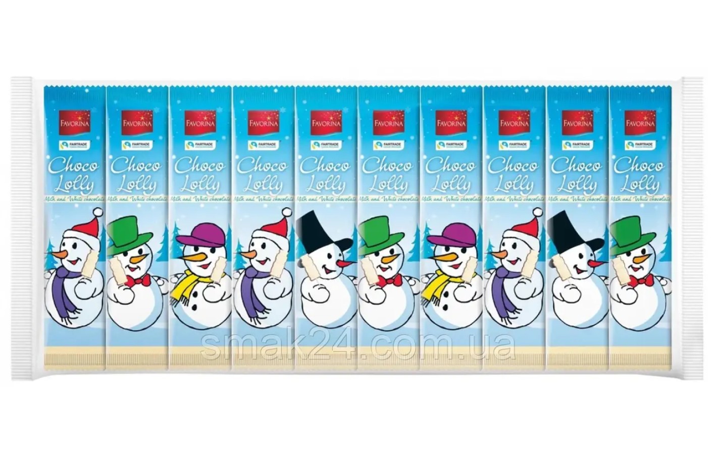 Шоколадный Снеговик на палочке Schoko Lolli Favorina Германия (10штх15г) 150г