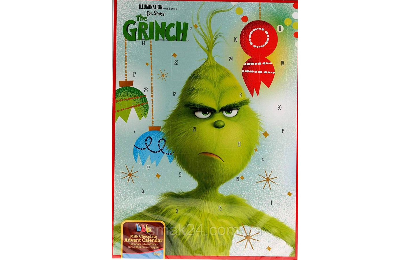 Шоколадний адвент календар Grinch 65г Великобританія