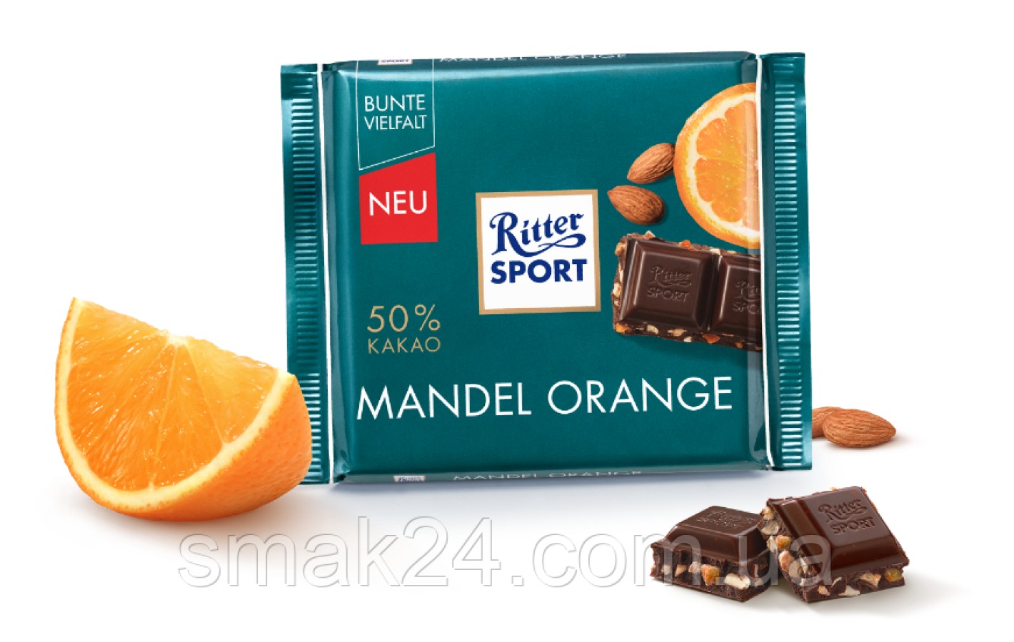 Шоколад чорний із Мигдалем і Апельсinом Ritter Sport Dark Almond&Orange Німеччина 100 г
