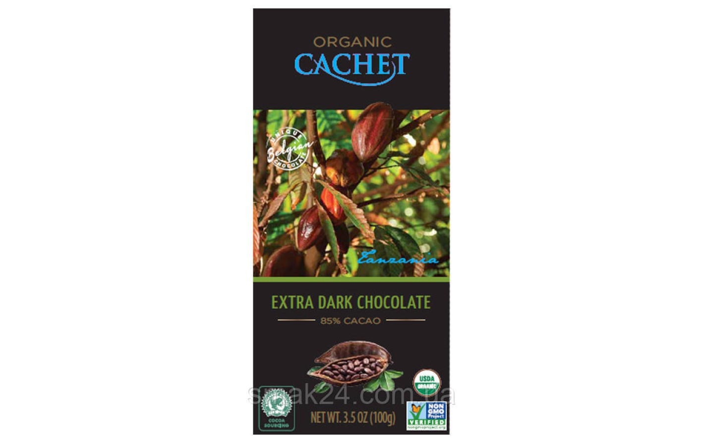 Шоколад чорний Cachet Bio Organic 85% какао 100 г Бельгія