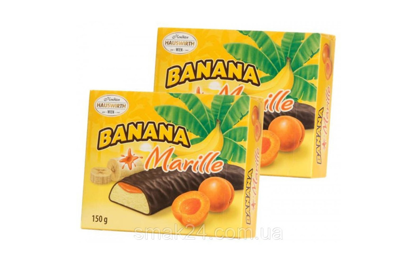 Конфеты шоколадные  Banana Marille (Банановое суфле с абрикосом) Hauswirth Австрия 150г