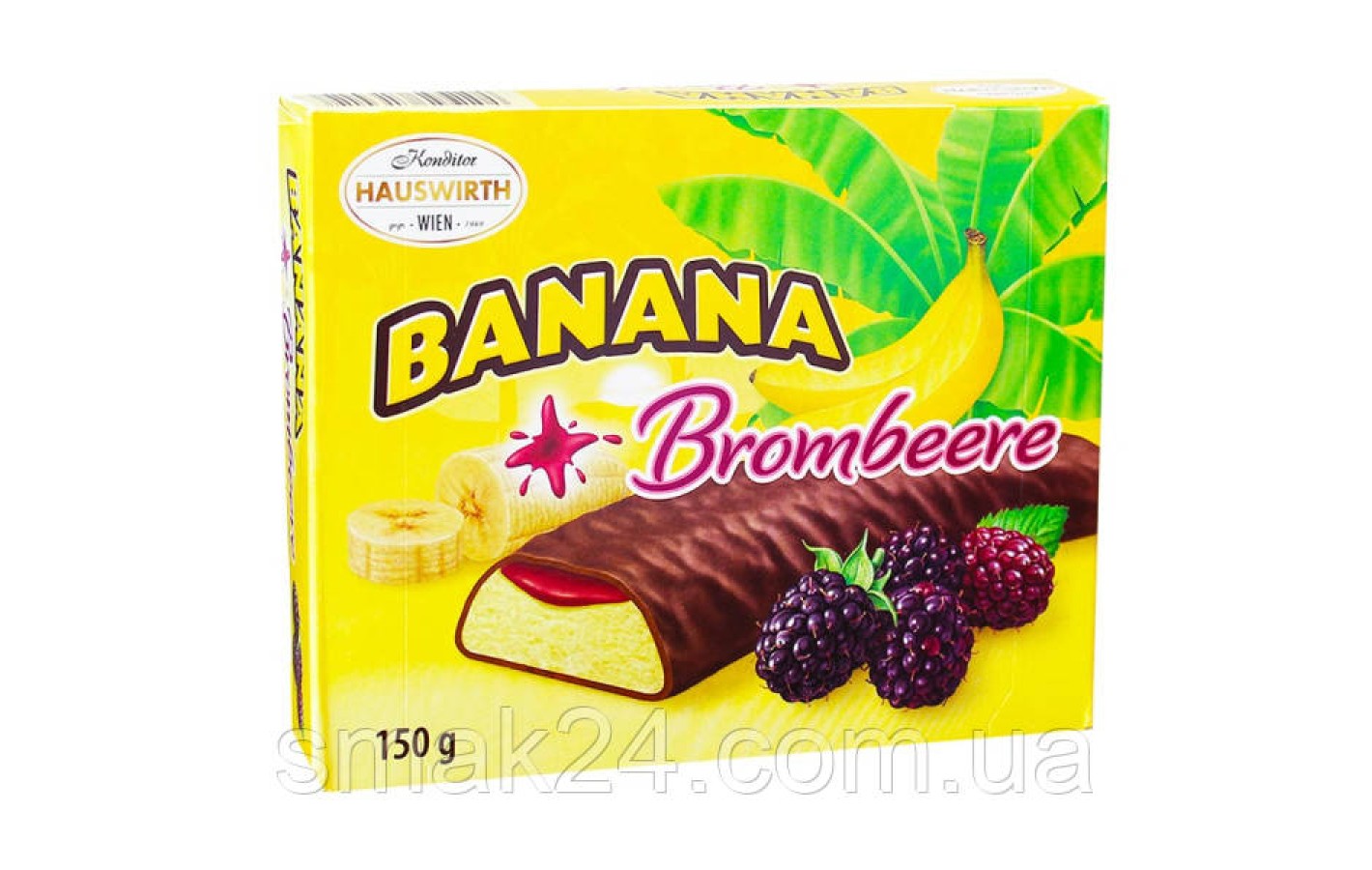 Конфеты шоколадные  Banana Brombeere (Банановое суфле с ежевикой) Hauswirth Австрия 150г
