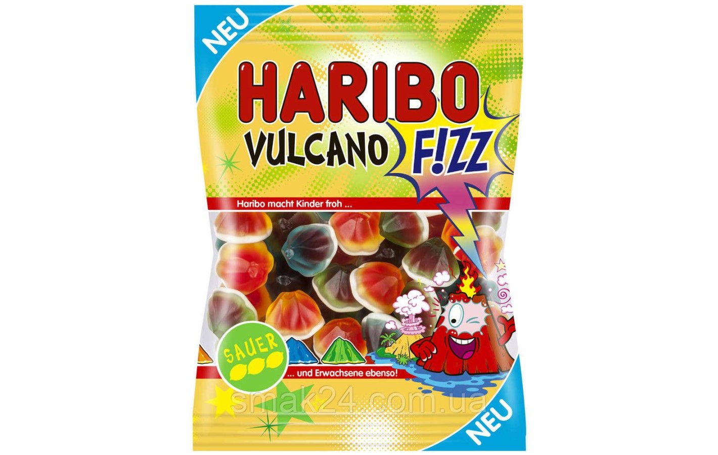 Желейні цукерки Haribo Vulcano Sauer (Вулкан з кислинкою) Німеччина 175г