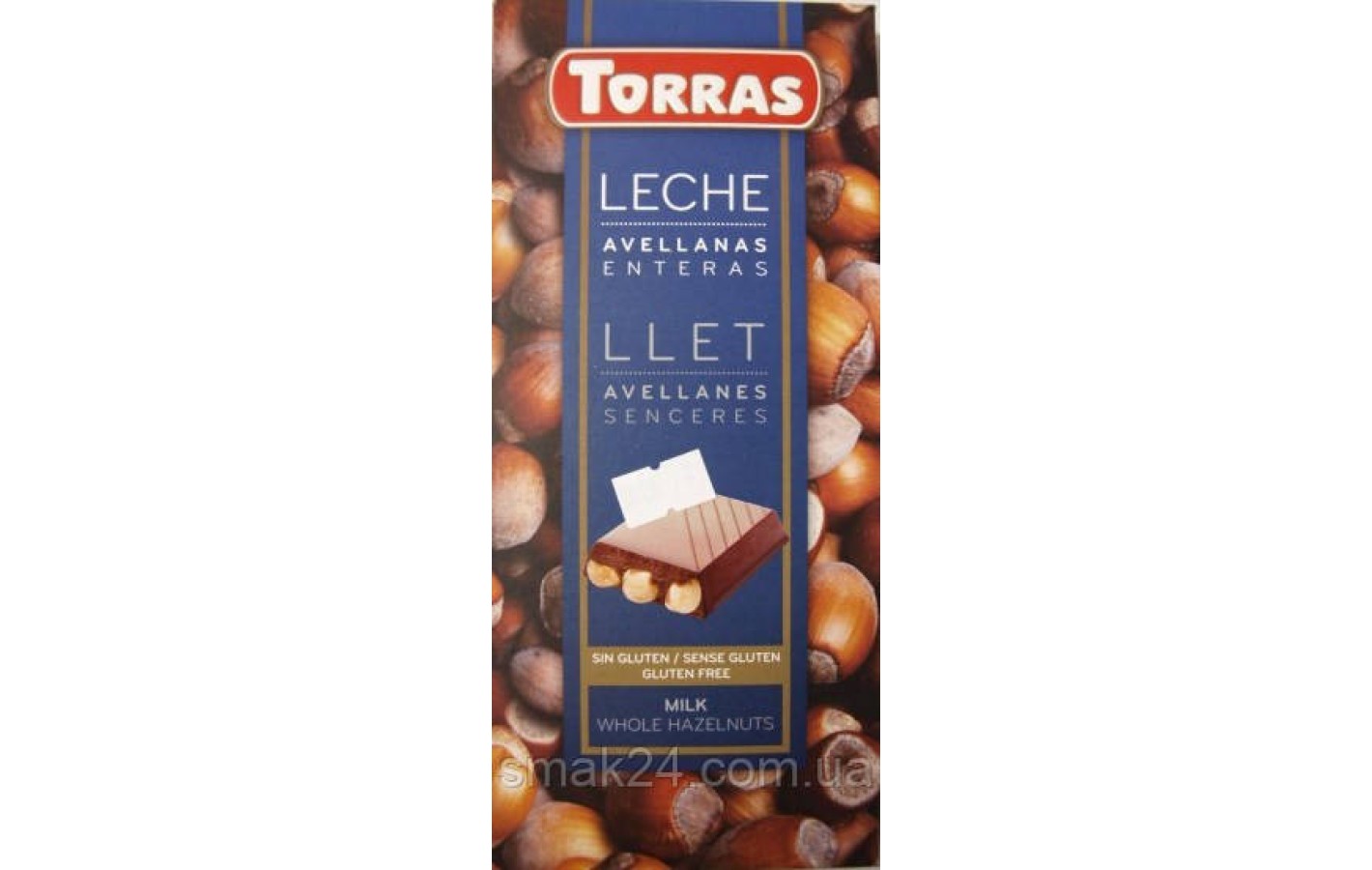 Шоколад молочный  Torras с цельным лесным орехом Испания 200г
