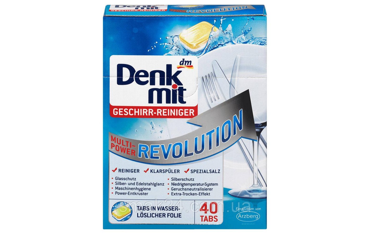 Таблетки для посудомийних машин Denkmit Geschirr-Reiniger Multi-Power Revolution 40 шт Німеччина