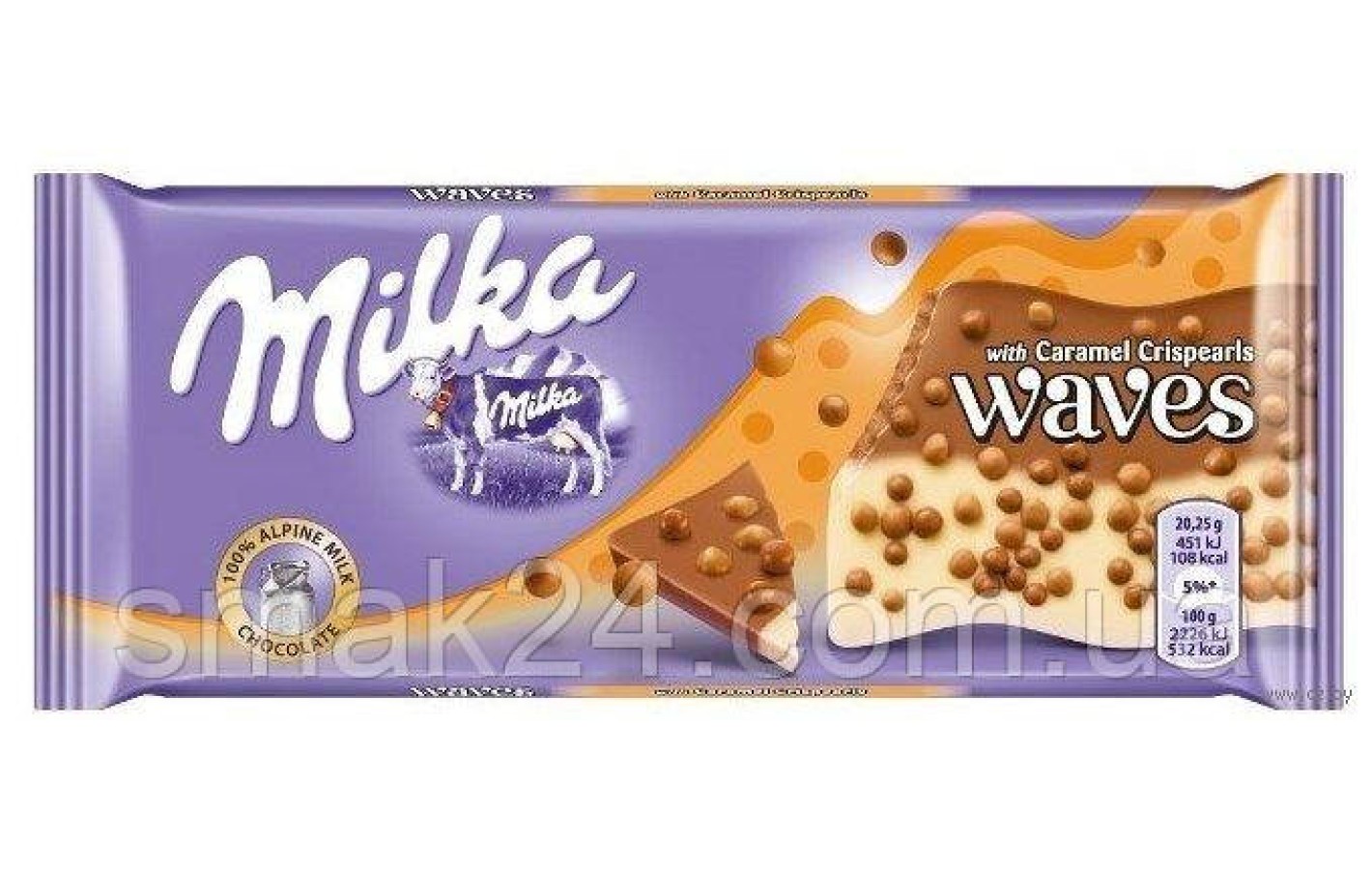 Шоколад Milka Waves Caramel Crispearls Карамель 81г Швейцария