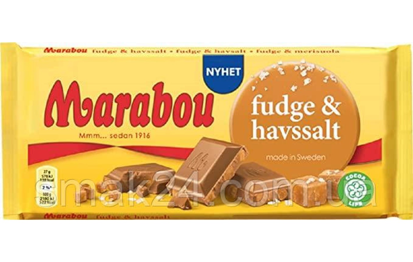 Швейцарский молочный шоколад с карамелью и солью Marabou Fudge Havssalt 185 г
