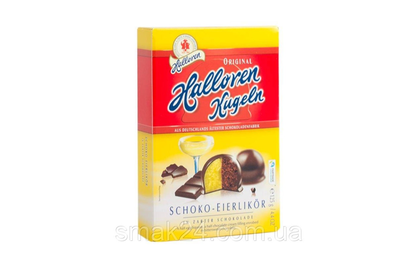Цукерки з шоколадно-яєчним лікером Halloren Kugeln 125г Німеччина