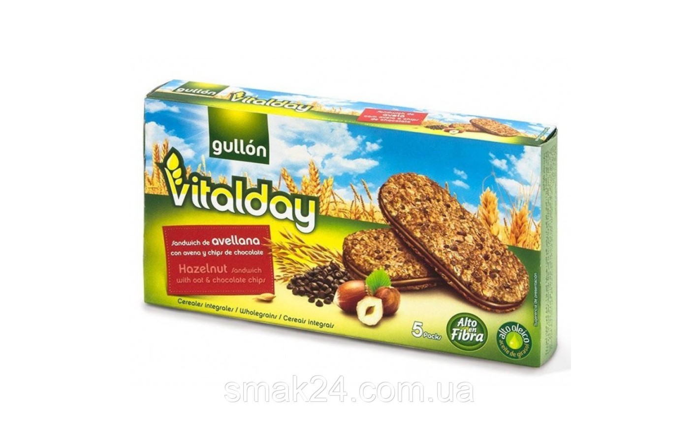 Печиво злакове із шоколадно-горіховим кремом Gullon Vitalday 220 гр (5х44 г) Іспанія
