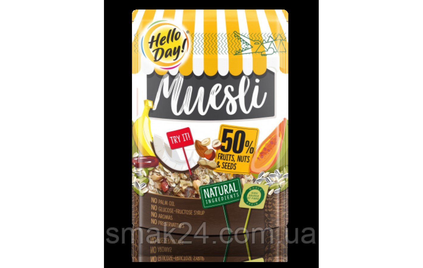 Мюсли с фруктами, орехами и семечками Hello Day 300г Польша