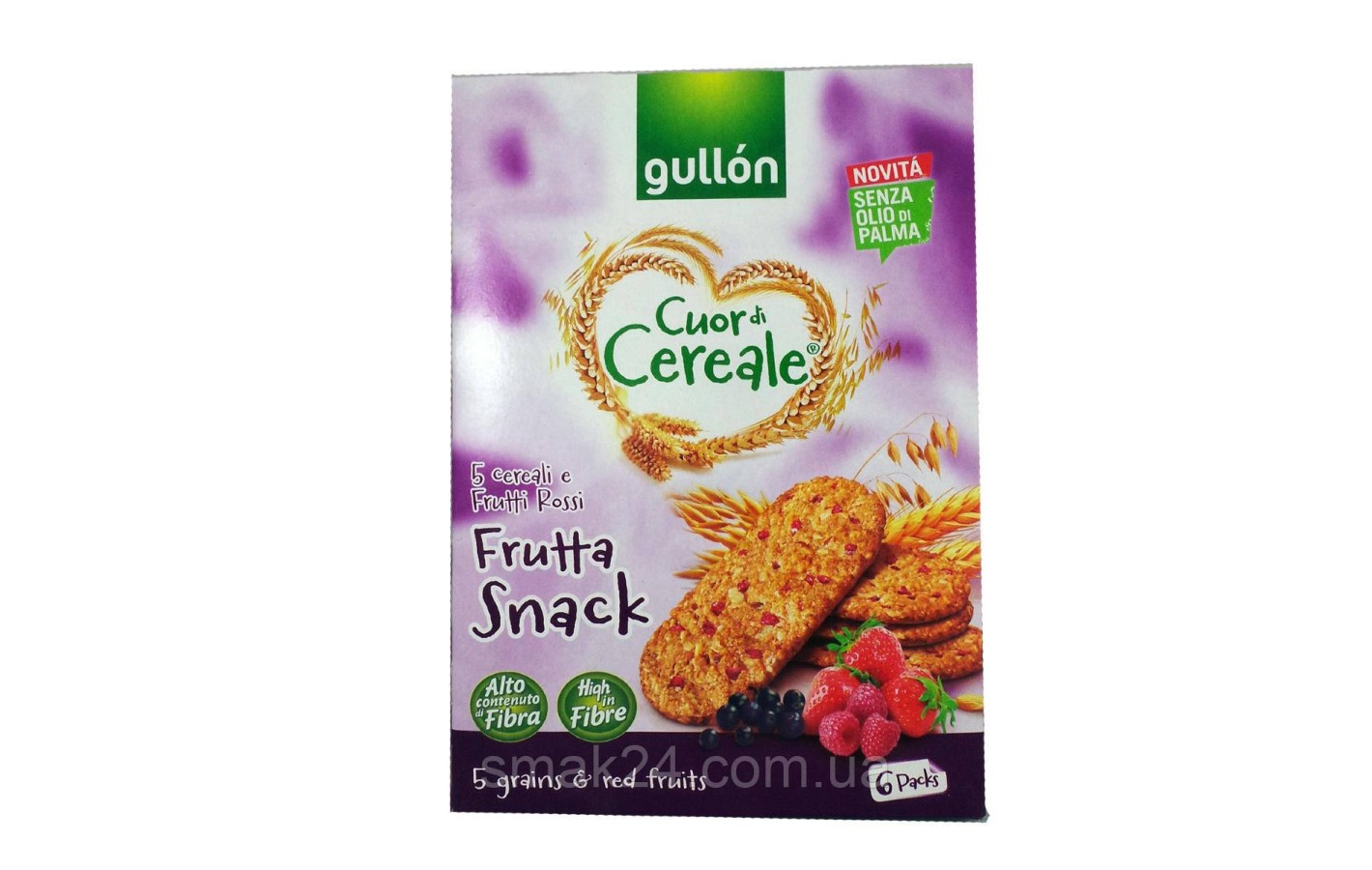 Печиво злакове з ягодами без пальмової олії Gullon Cuor di Cereale 240г (6х40г) Іспанія