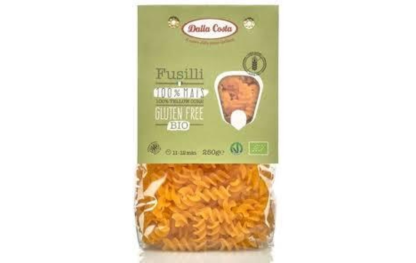 Макароны с кукурузой без глютена  Fusilli Dalla Costa  Италия, 250г