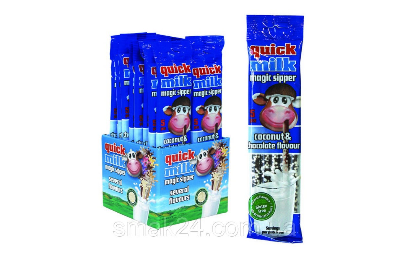 Трубочки для молока Quick Milk Magic Sipper Кокос (5x6г) 5 шт.Польща