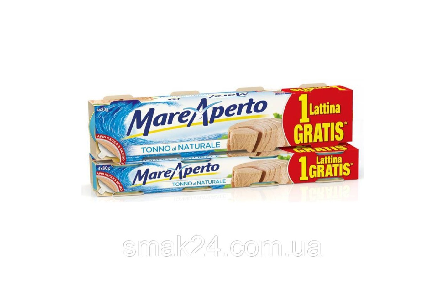 Тунец в собственном соку Mare Aperto Natural 320г (4х80 г) Италия