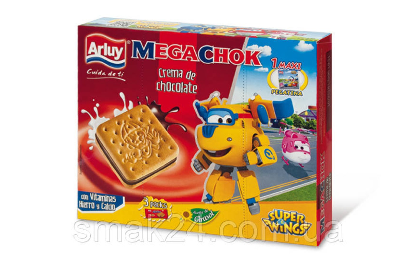 Печенье сэндвич шоколадный с витаминами, железом и кальцием Mega Choc Arluy Испания 180г (3х60) Испания