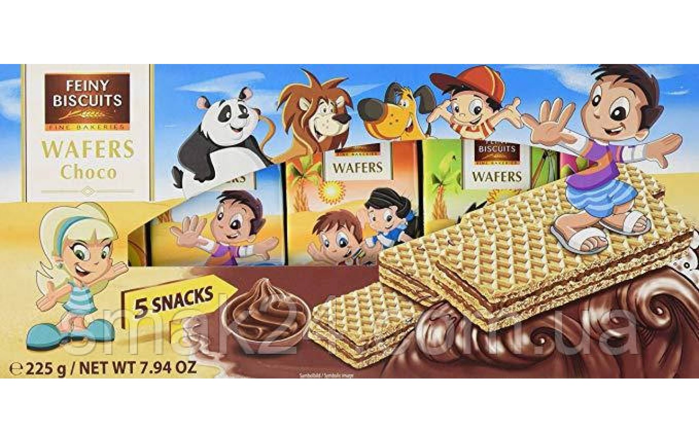 Вафлі дитячі шоколадні Feiny Biscuits Kids-wafers with chocolate cream 225g (5x45g) Австрія