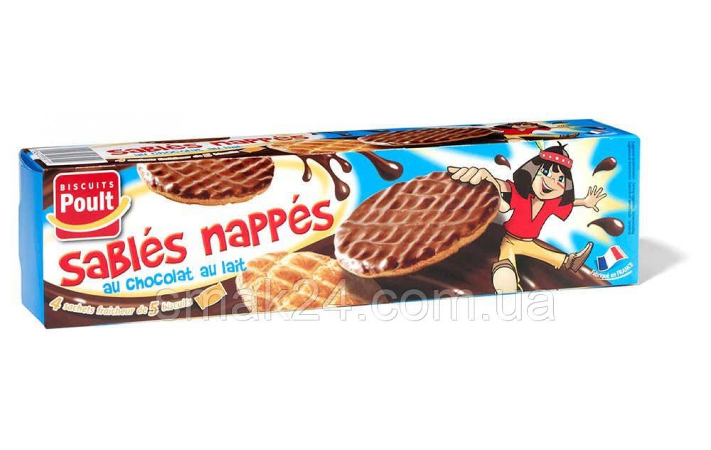 Печенье хрустящее Biscuits Poult покрытое молочным шоколадом, 200 г Франция