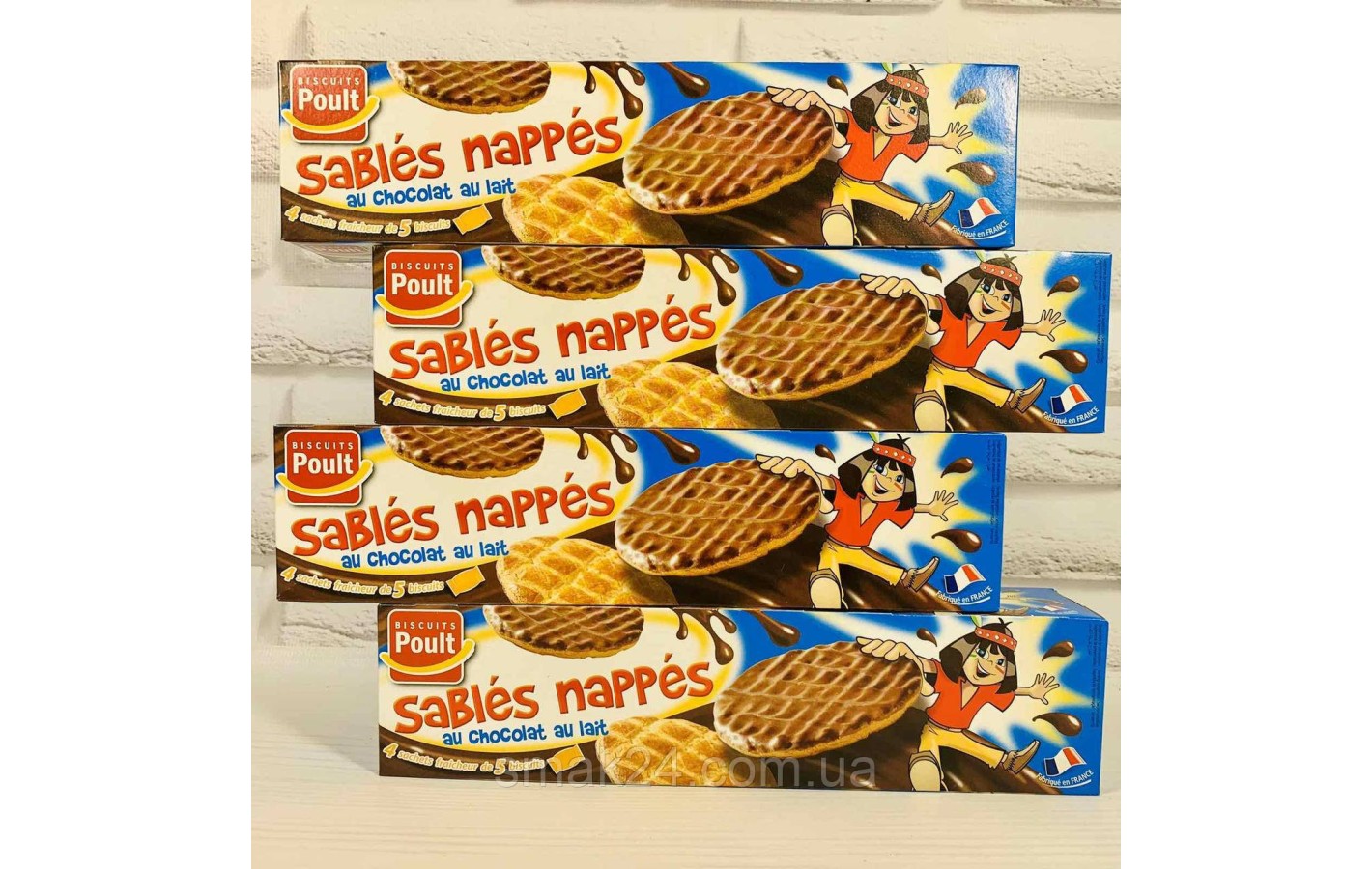 Печенье хрустящее Biscuits Poult покрытое молочным шоколадом, 200 г Франция