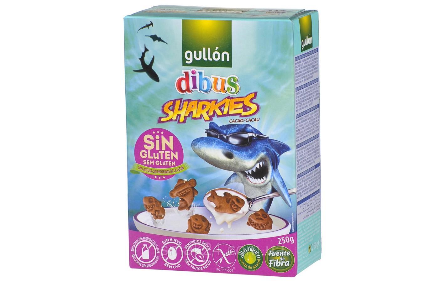 Печенье без глютена, лактозы и яиц Dibus Sharkies Gullon 250г  Испания
