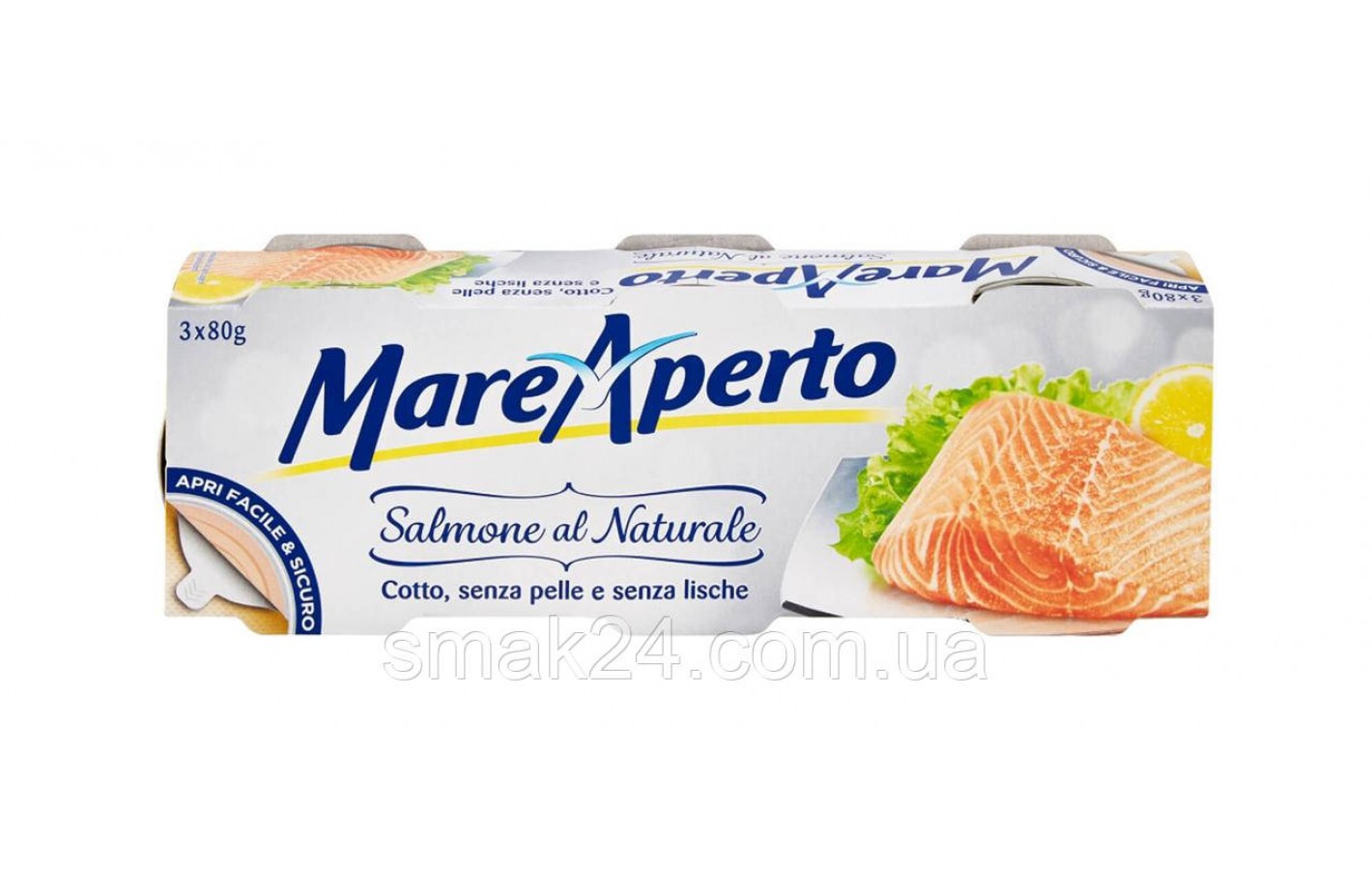 Філе лосося у власному соку Mare Aperto Natural (3х80г) 240г Італія