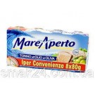 Тунец куском в оливковом масле Mare ApertoTonno all Olio di Oliva  (8х70 г) 560г Италия