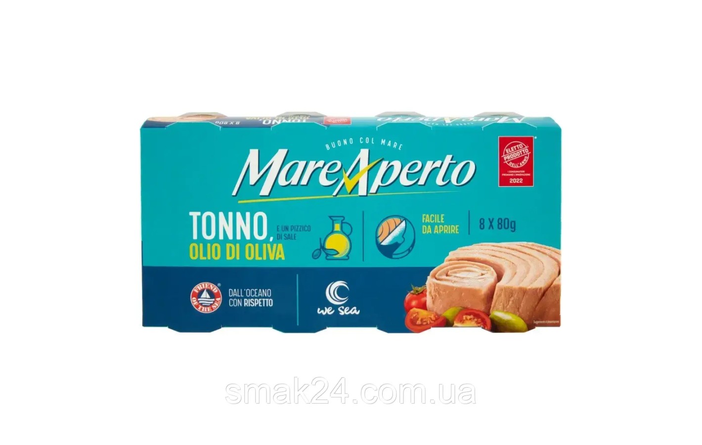 Тунец куском в оливковом масле Mare ApertoTonno all Olio di Oliva  (8х70 г) 560г Италия