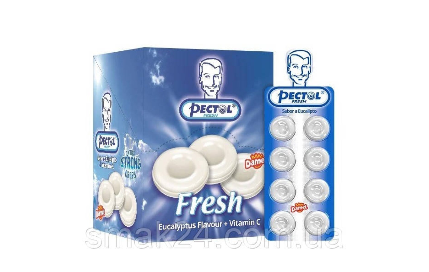 Леденцы Эвкалипт+витамин С Pectol Eucalyptus Flavour + Vitamin C Damel 20г Испания