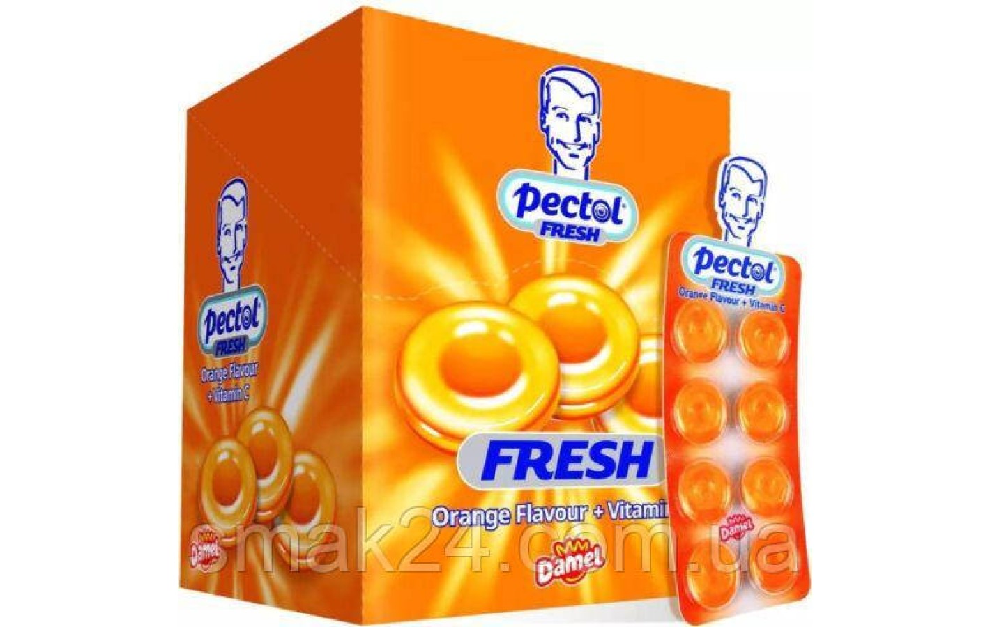 Леденцы Апельсин+витамин С Pectol Orange Flavour + Vitamin C Damel 20г Испания