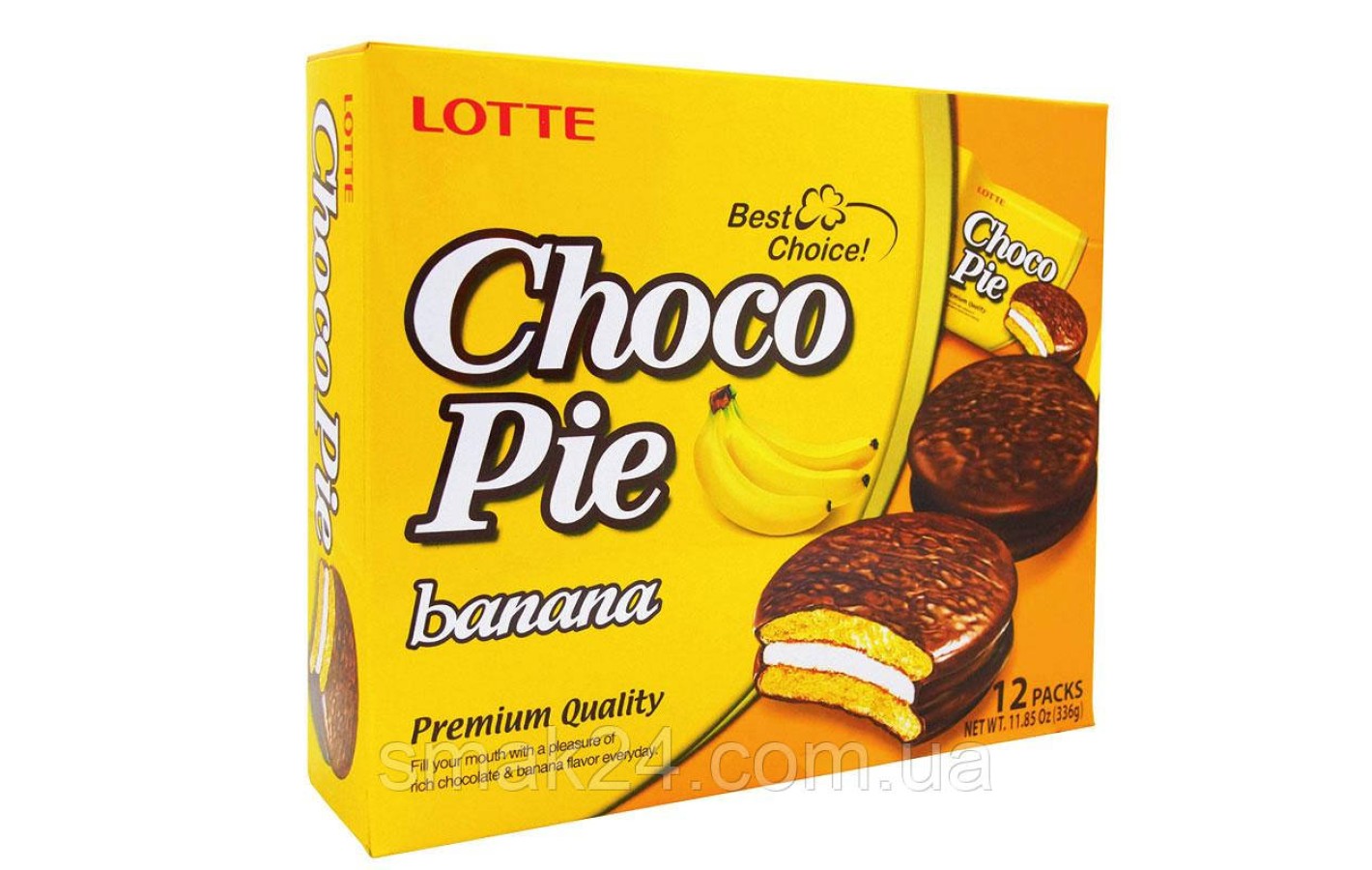 Печенье (Пирожное) шоколадное Choco Pie LOTTE Чоко пай Банан (12шт) 336г Ю.Корея