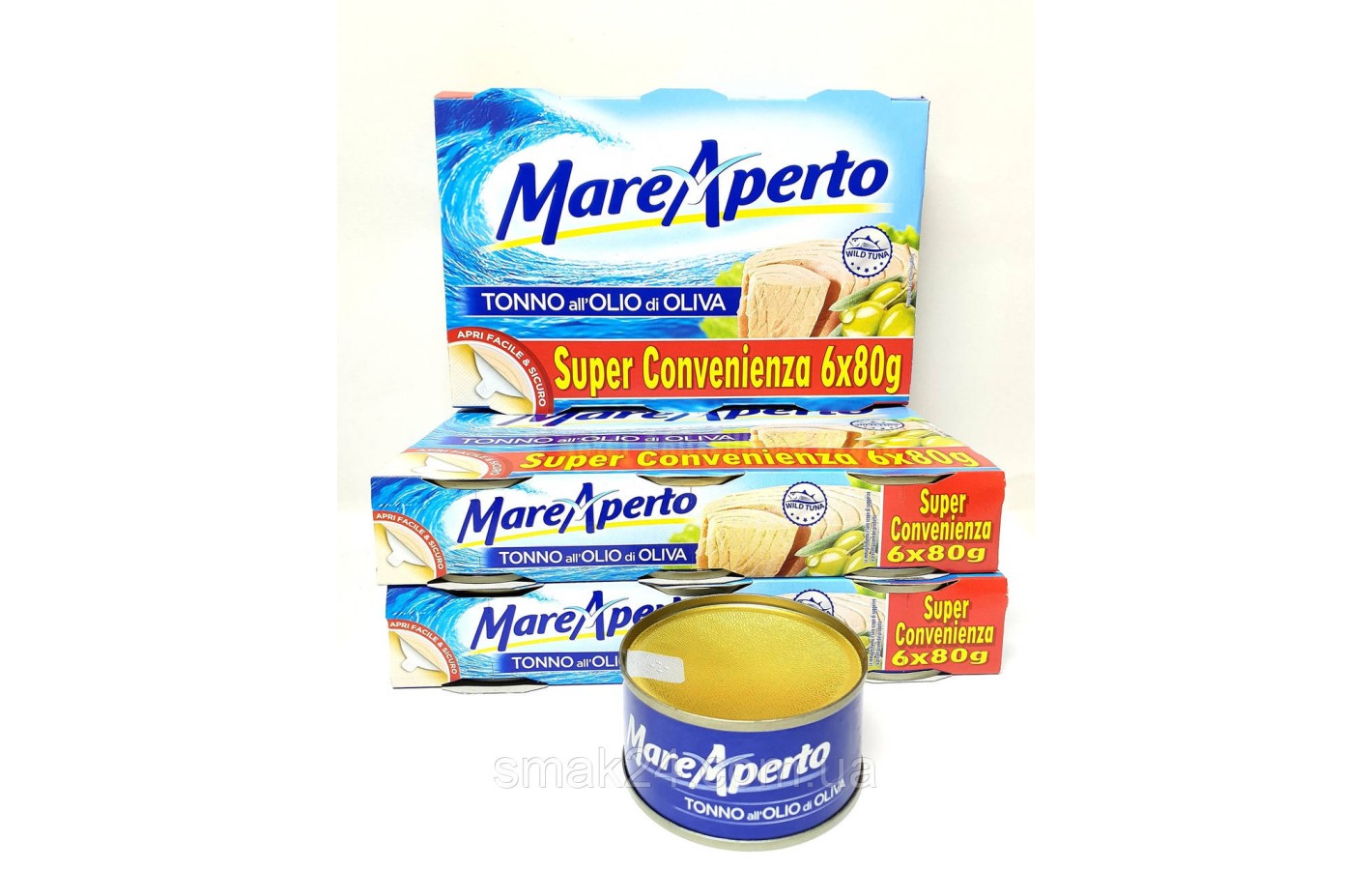 Тунец  Mare Aperto Natural в оливковом масле (6х80 г) 480г Италия