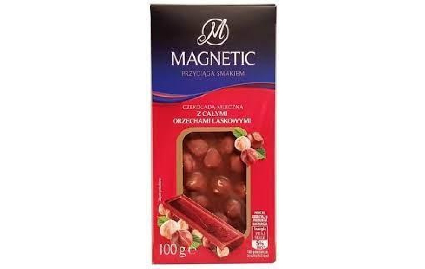 Шоколад молочний з цільним лісовим горіхом Magnetic Czekolada Mleczna z Orzechami 100г Польща