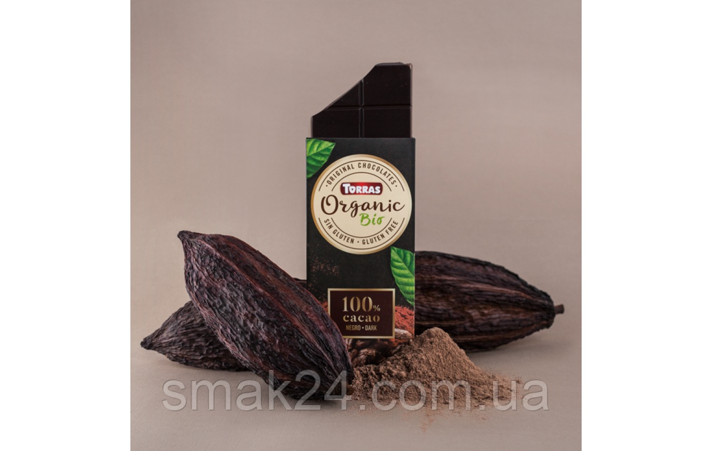 Шоколад чорний без глютену Organic Bio 100% cacao negro dark Torras 100 г Іспанія