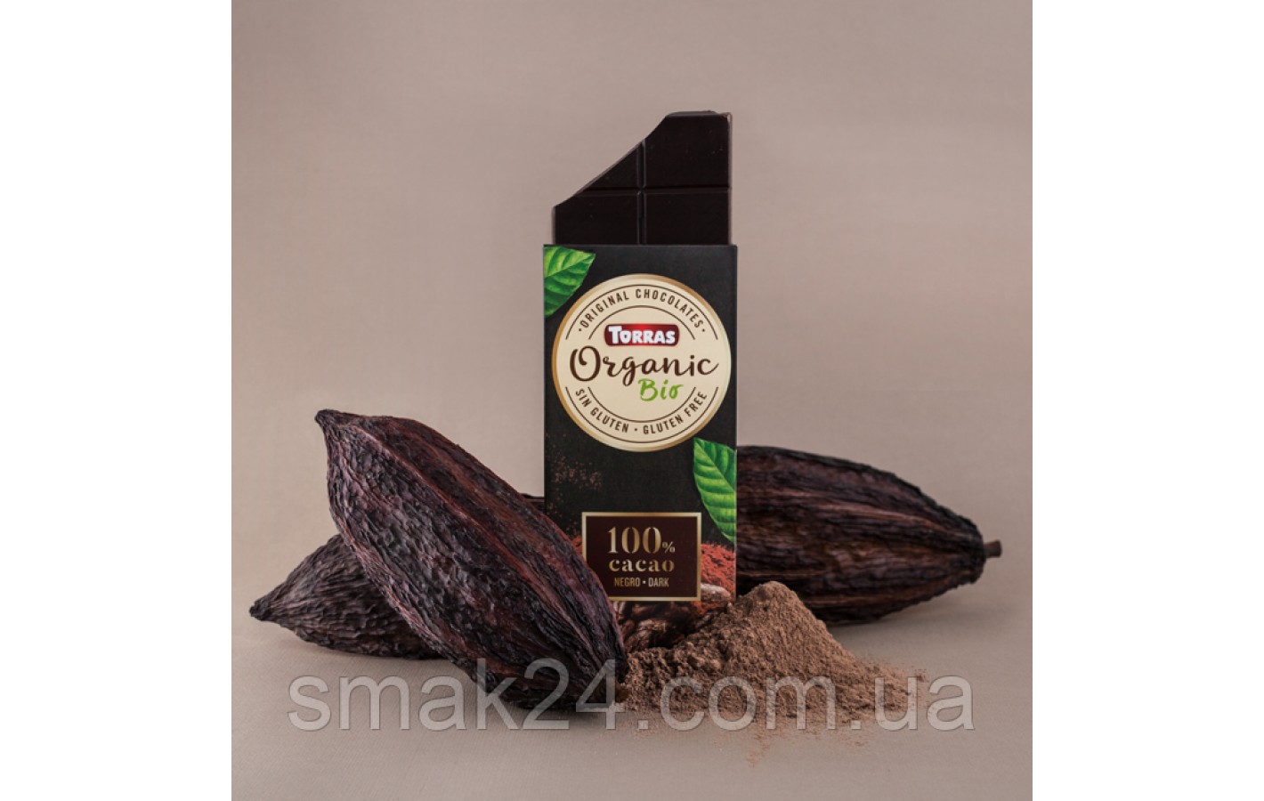 Шоколад чорний без глютену Organic Bio 100% cacao negro dark Torras 100 г Іспанія