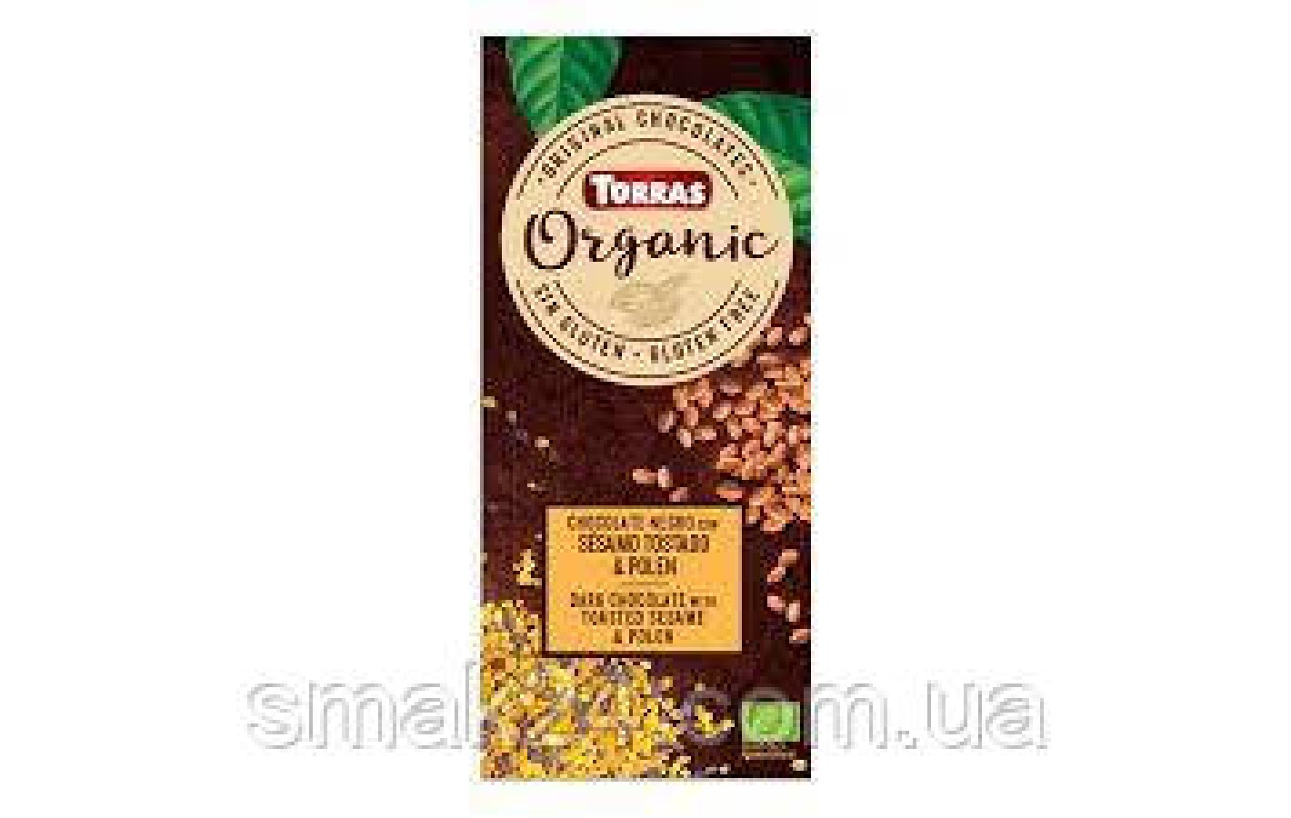 Шоколад чорний без глютену Organic з кунжутом і квіточкою. пилковий Sesamo Tostado&Pole Torras 100 г Іспанія