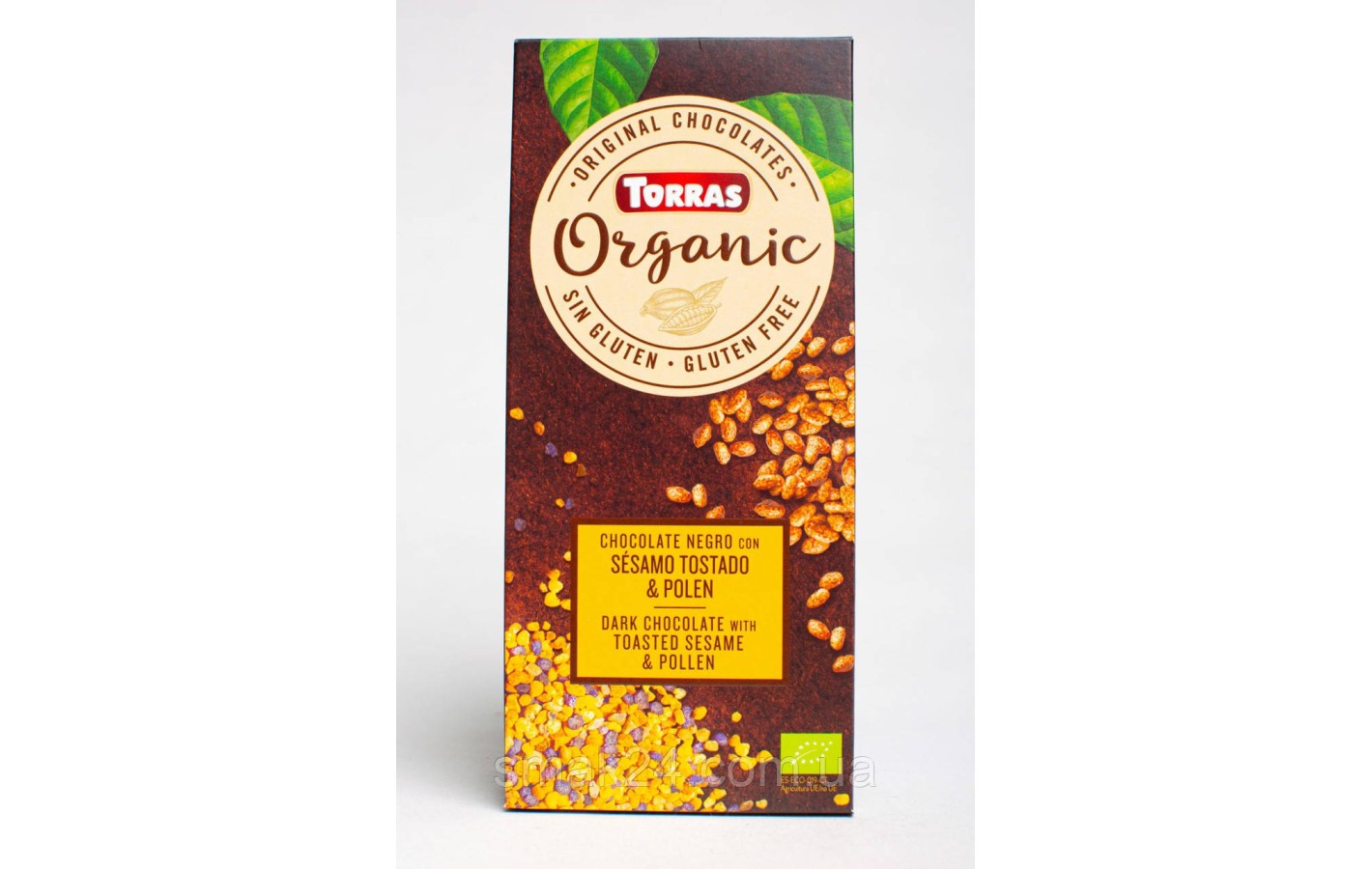 Шоколад чорний без глютену Organic з кунжутом і квіточкою. пилковий Sesamo Tostado&Pole Torras 100 г Іспанія