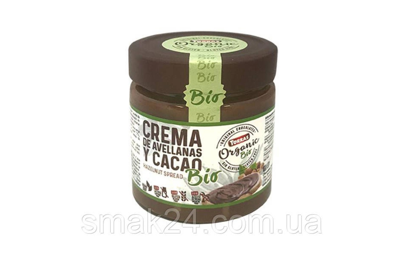 Шоколадная паста Organic BІО с лесным орехом без лактозы, глютена и без пальмового масла Torras 200г  Испания