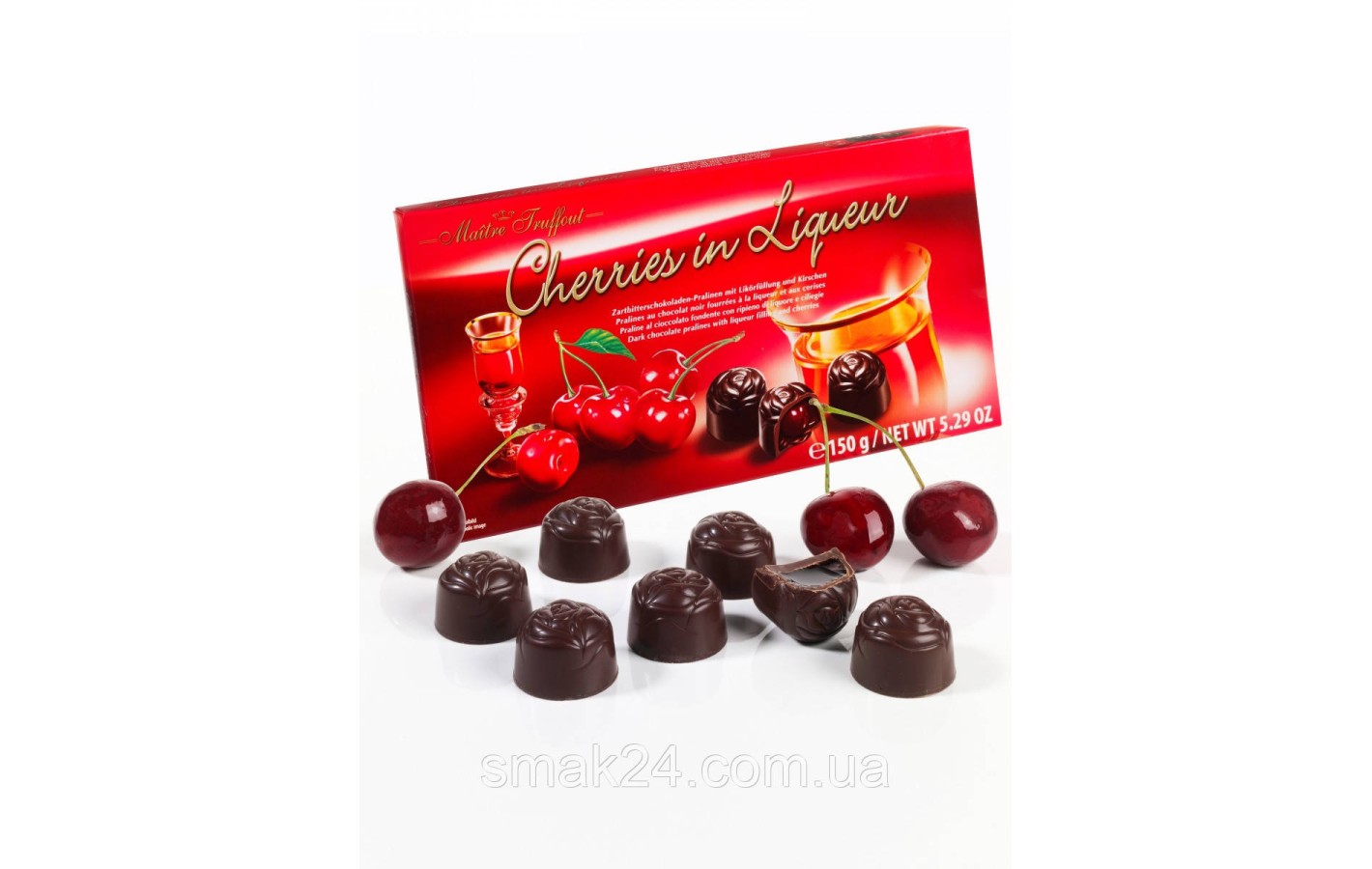 Конфеты шоколадные Вишня в ликере Maitre Truffout Cherries in Liqueur 150 г Австрия