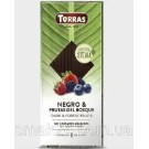 Шоколад черный без сахара и глютена с лесными ягодами Torras Stevia Negro & Frutas del Bosquo 125 г Испания