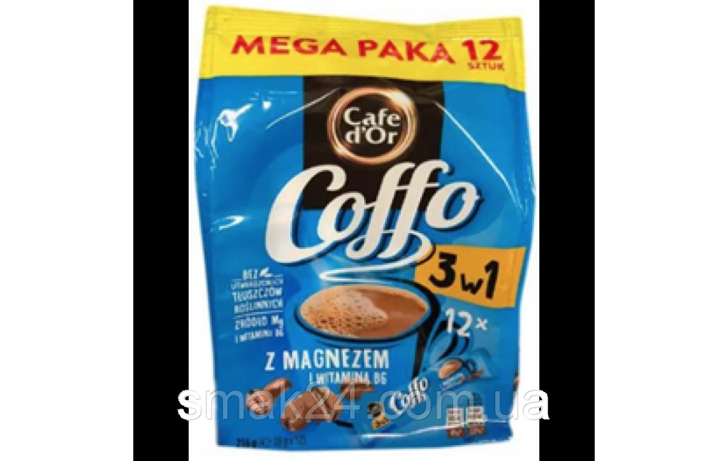 Кава розчинна 3 в 1 Coffo Cafe d'or з магнієм і вітаміном В6, 216 г (12 стіків)