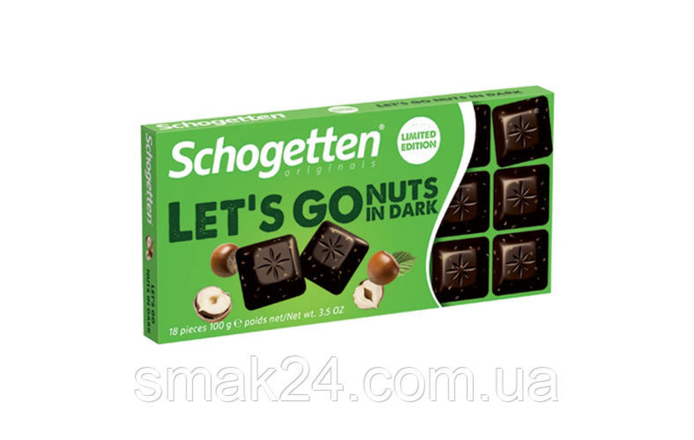Шоколад чорний із фундуком Schogetten LET`S GO Nuts in Dark 100 г